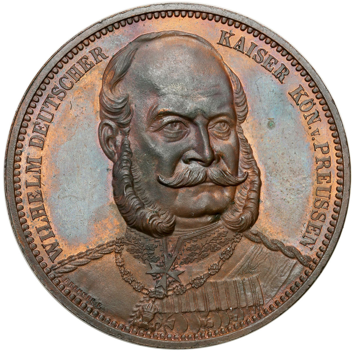Niemcy, Prusy. Wilhelm I. Medal autorstwa Brehmera -  Zwycięskie wojska niemieckie, brąz